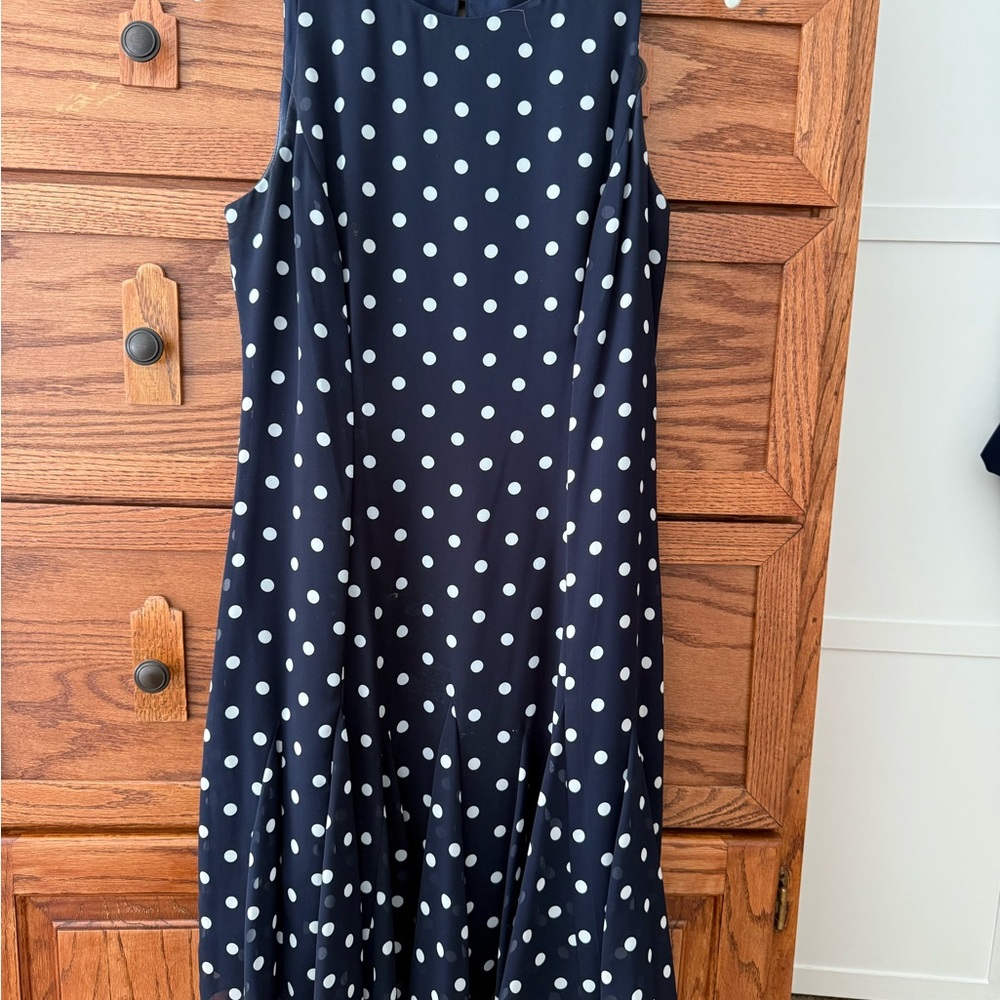 Navy Polka Dot Sleeveless Dress